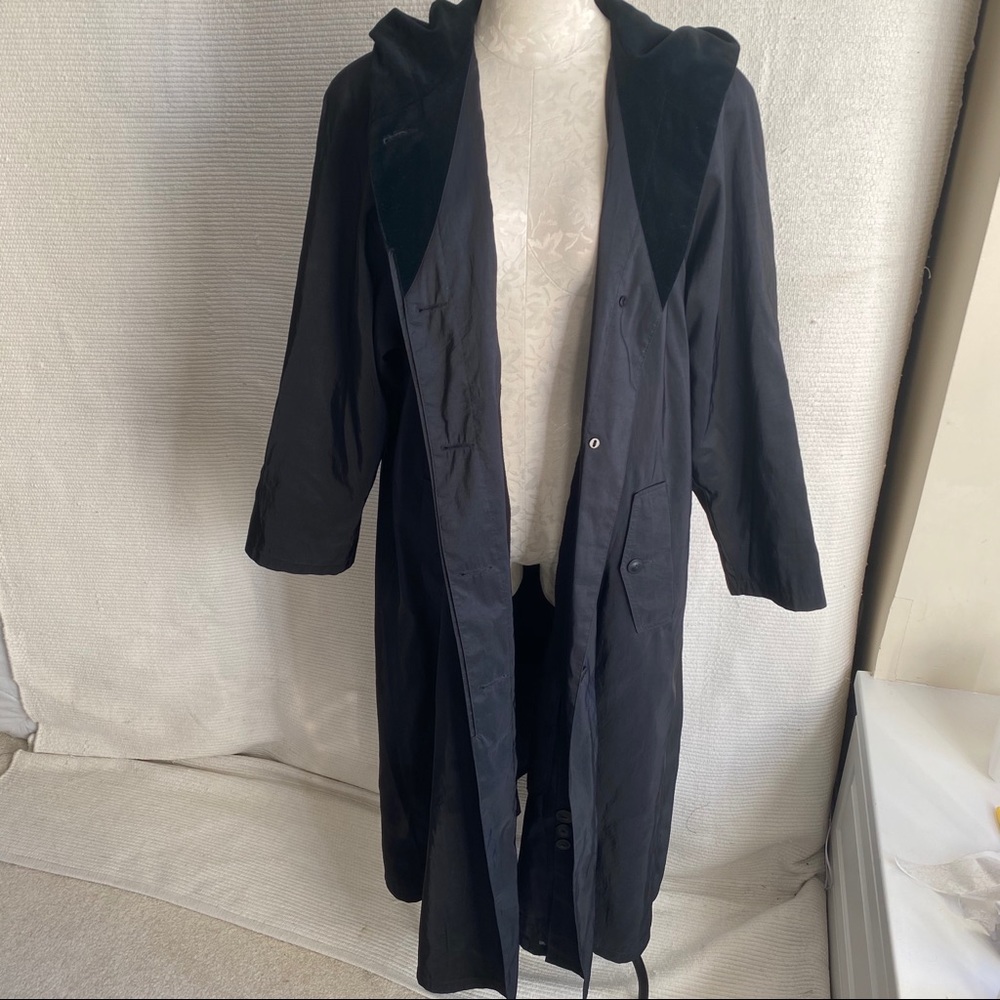 Vintage OS Trench Rain Coat Hood Warm Insert Black - Picture 5 of 8